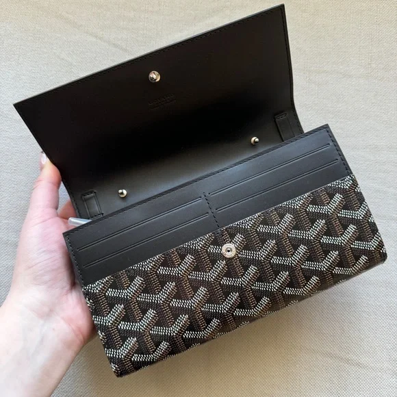 NWT🖤GOYARD🖤Varenne Continental Goyardine Canvas Calfskin Crossbody Bag - Picture 9 of 14